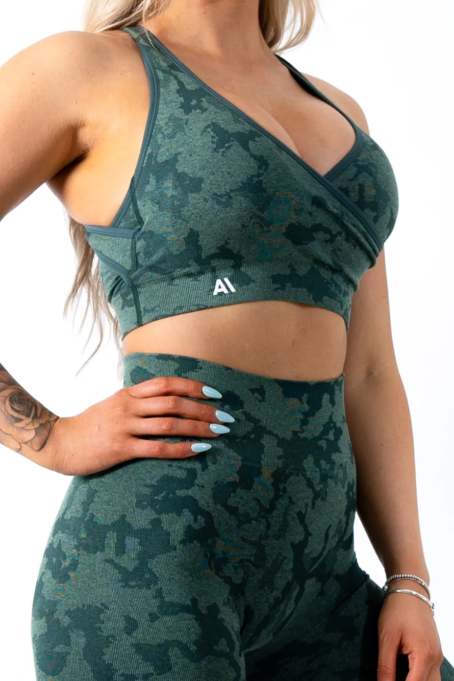 Cameron Camo Sports Bra Deep Green