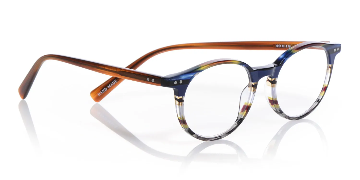 Case Closed Average Color 57 - Blue Multi-Stripe Front with Light Brown Temples