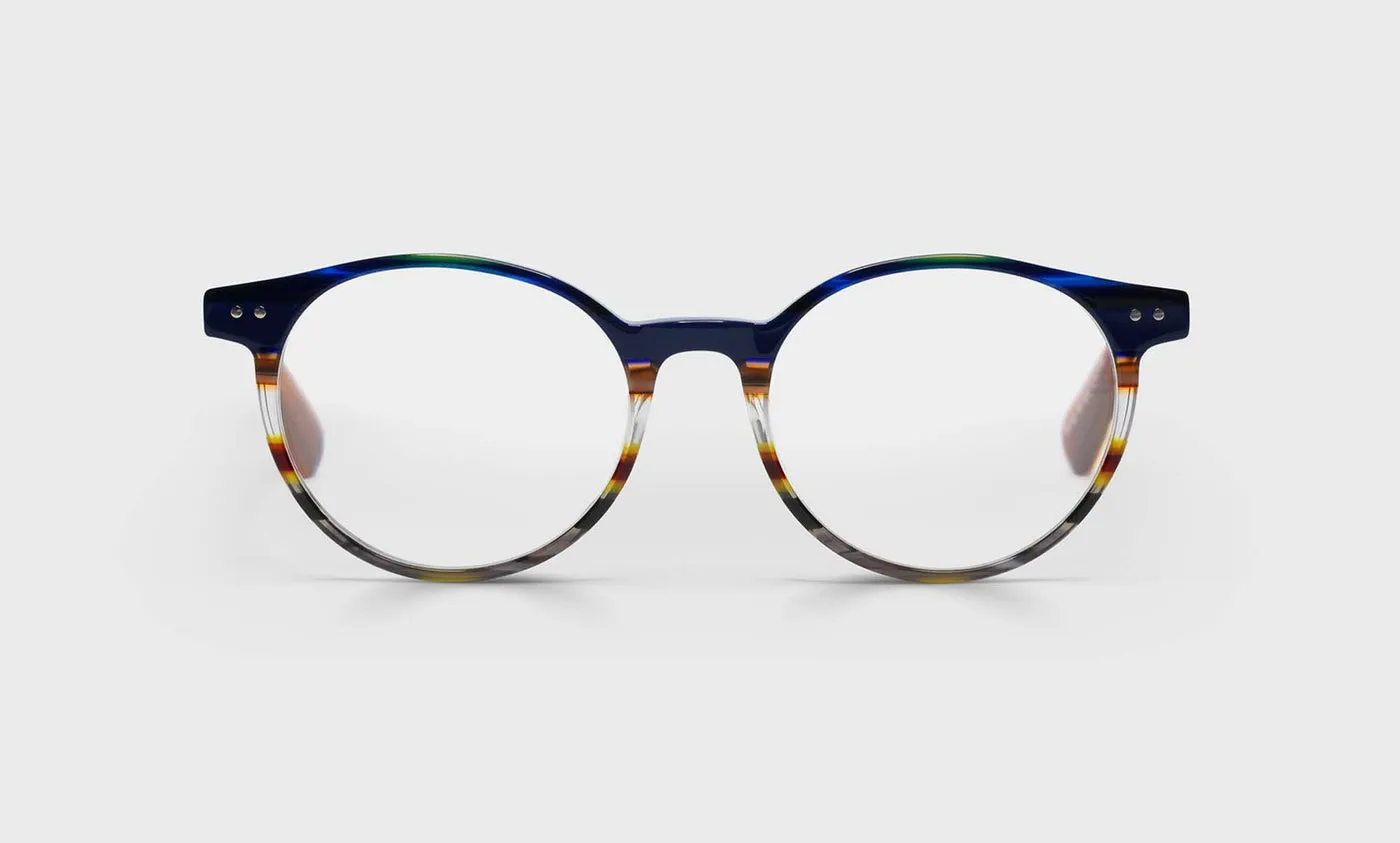 Case Closed Average Color 57 - Blue Multi-Stripe Front with Light Brown Temples
