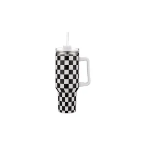 Checkered Decorative Printed 40 oz Tumbler Cup