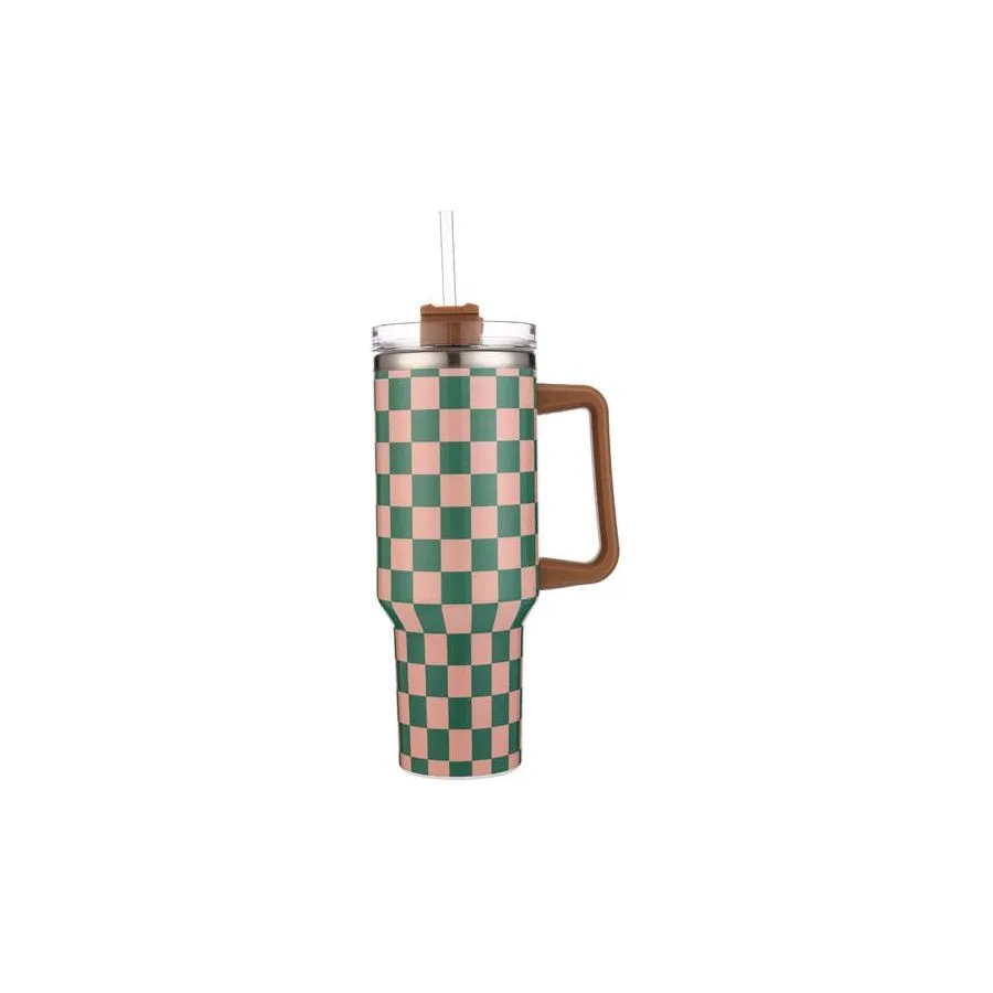 Checkered Decorative Printed 40 oz Tumbler Cup