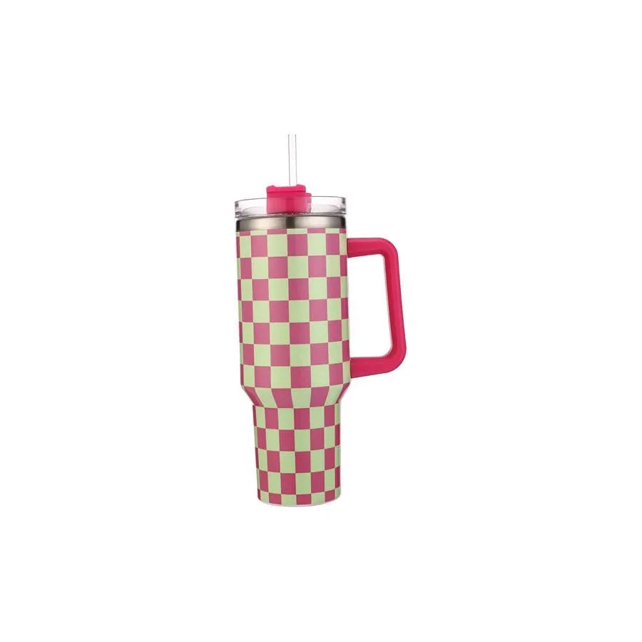 Checkered Decorative Printed 40 oz Tumbler Cup