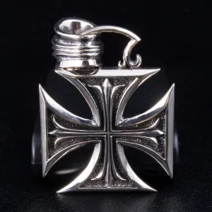 Chopper Cross Sterling Silver Biker Pendant