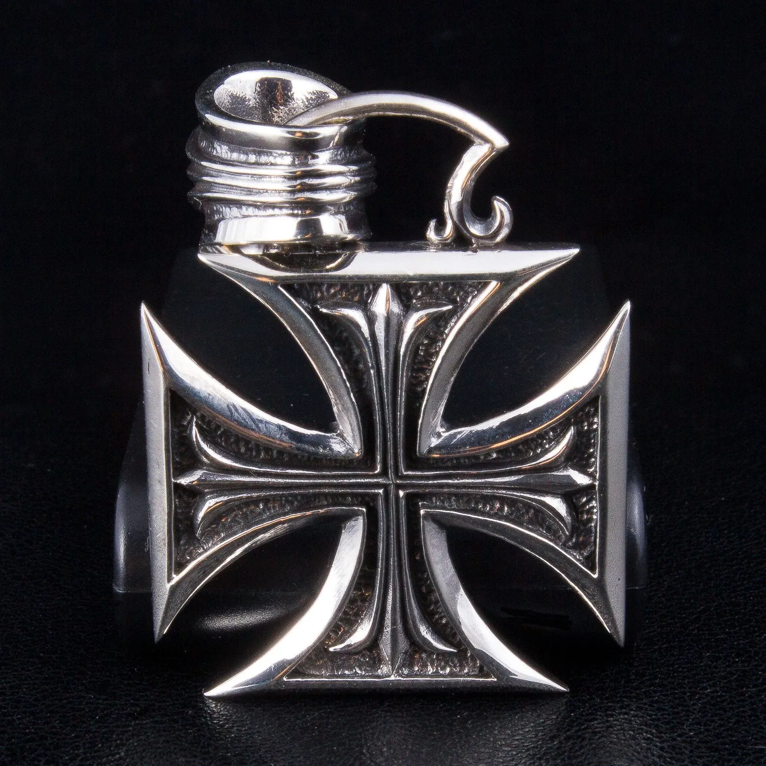 Chopper Cross Sterling Silver Biker Pendant