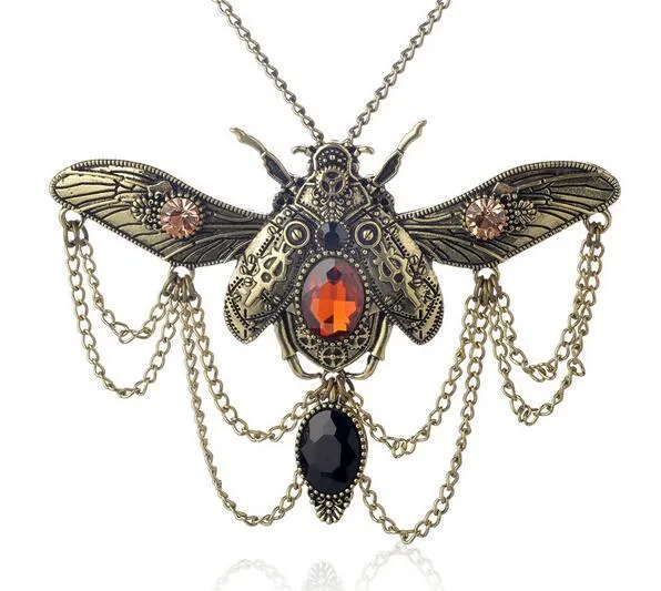 Collier Steampunk Pendentif Coccinelle Vintage