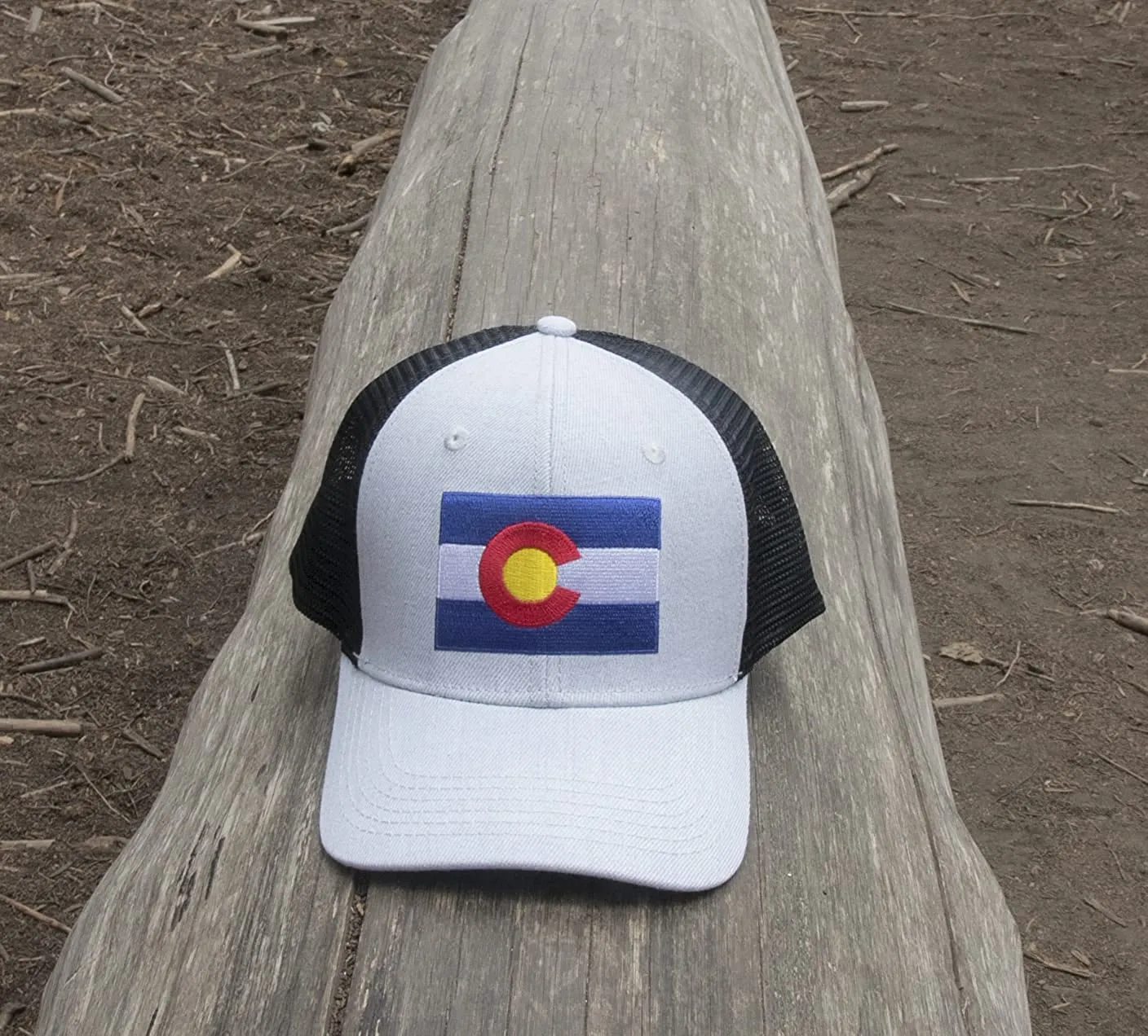 Colorado Flag Trucker Baseball Snapback Hat (Grey Black) - International Tie