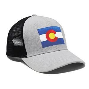 Colorado Flag Trucker Baseball Snapback Hat (Grey Black) - International Tie
