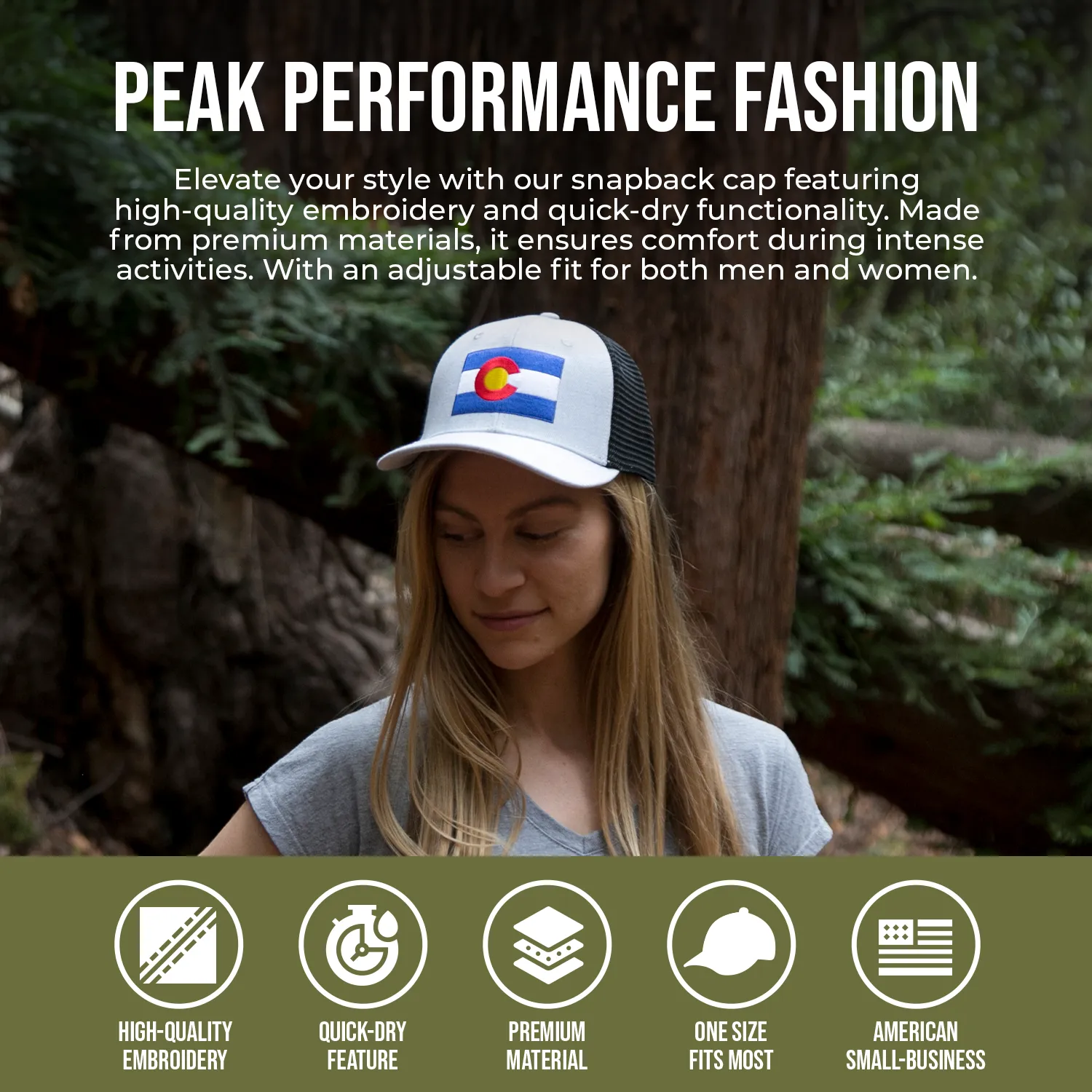 Colorado Flag Trucker Baseball Snapback Hat (Grey Black) - International Tie