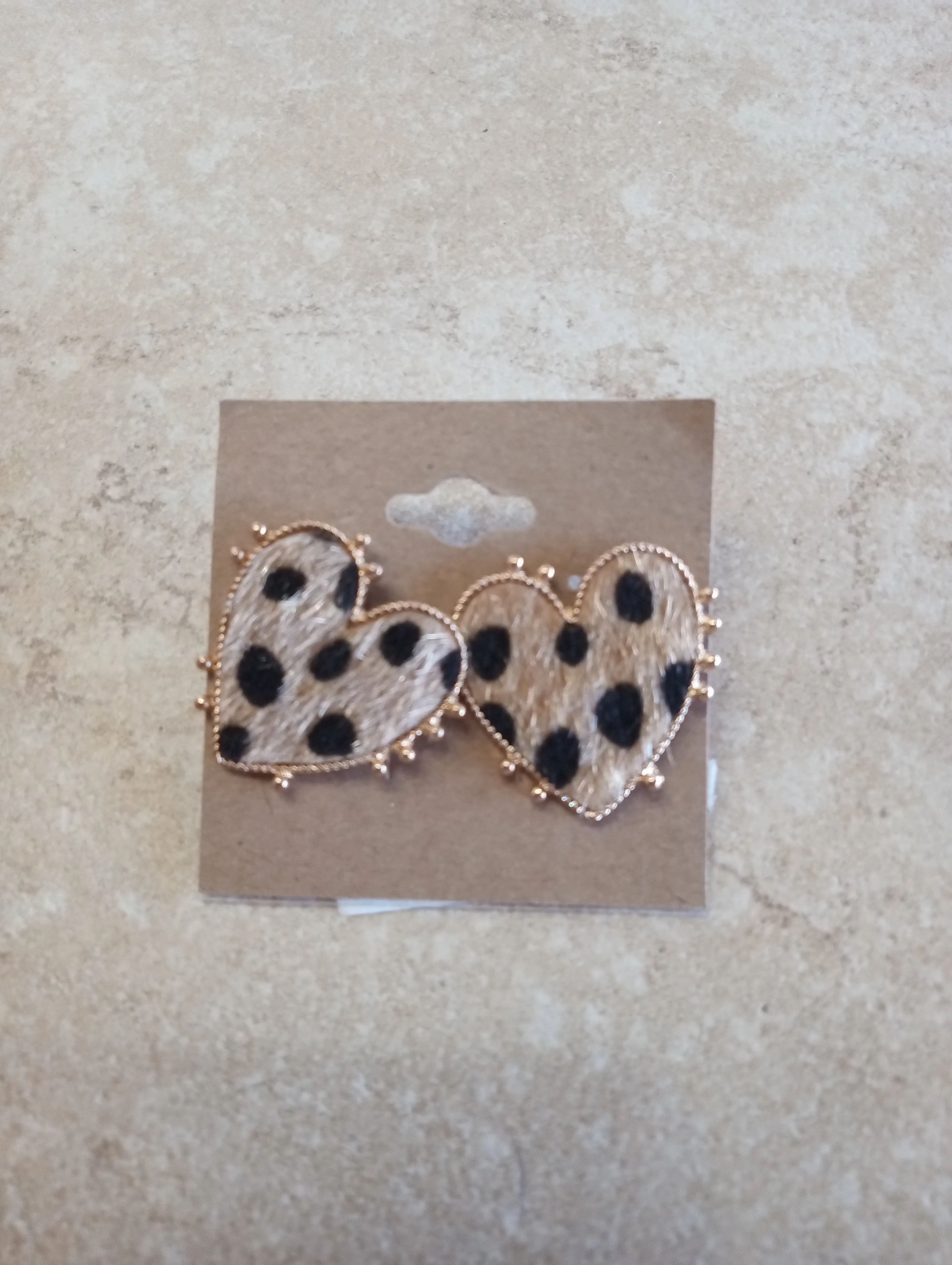 Cow Hide Heart Studs
