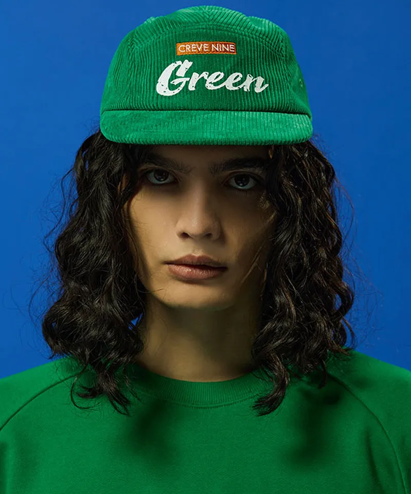 CREVE NINE: Corduroy Camp Cap - Green