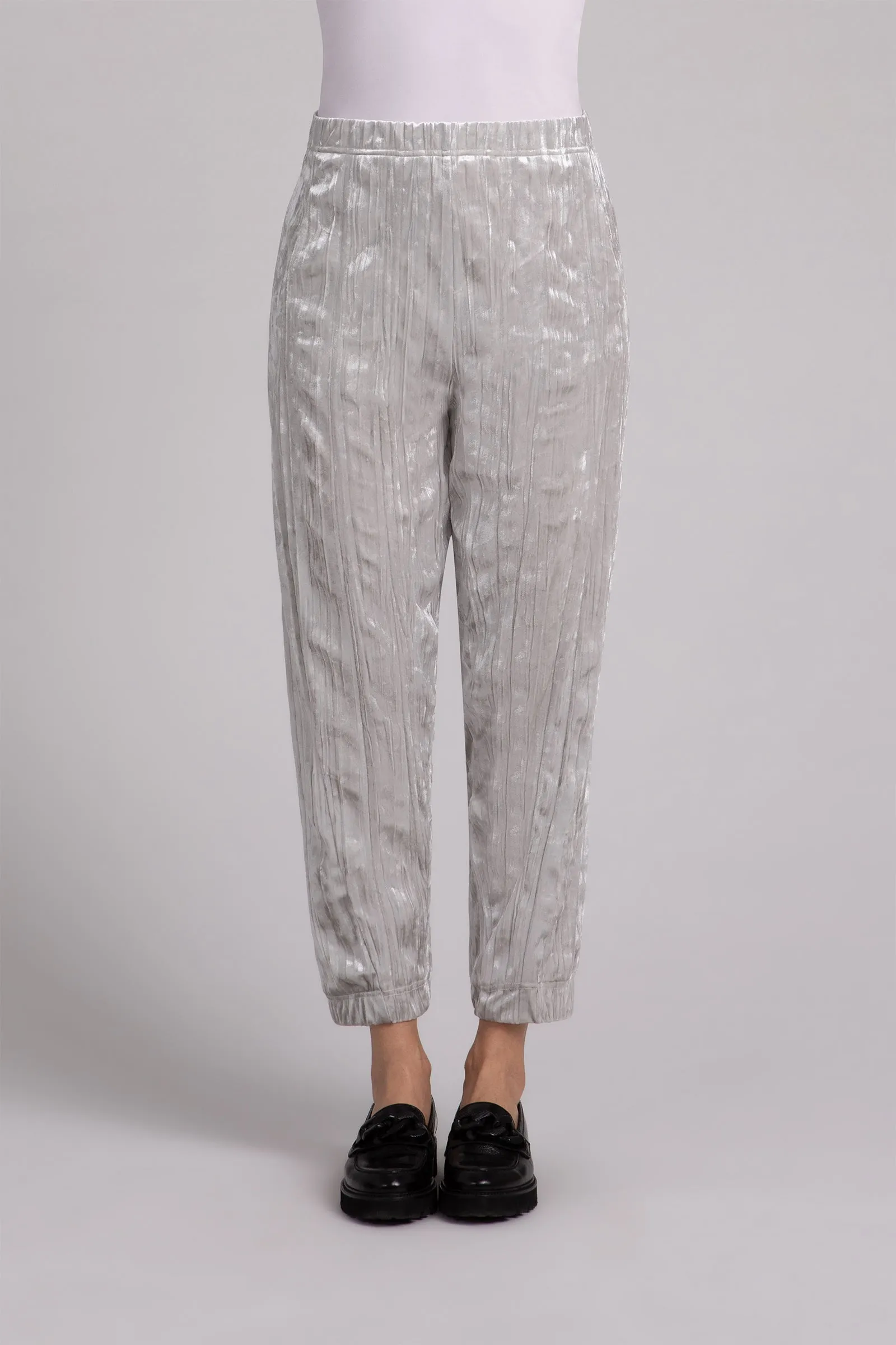 Crinkle Velvet Half Cuff Jogger Pant