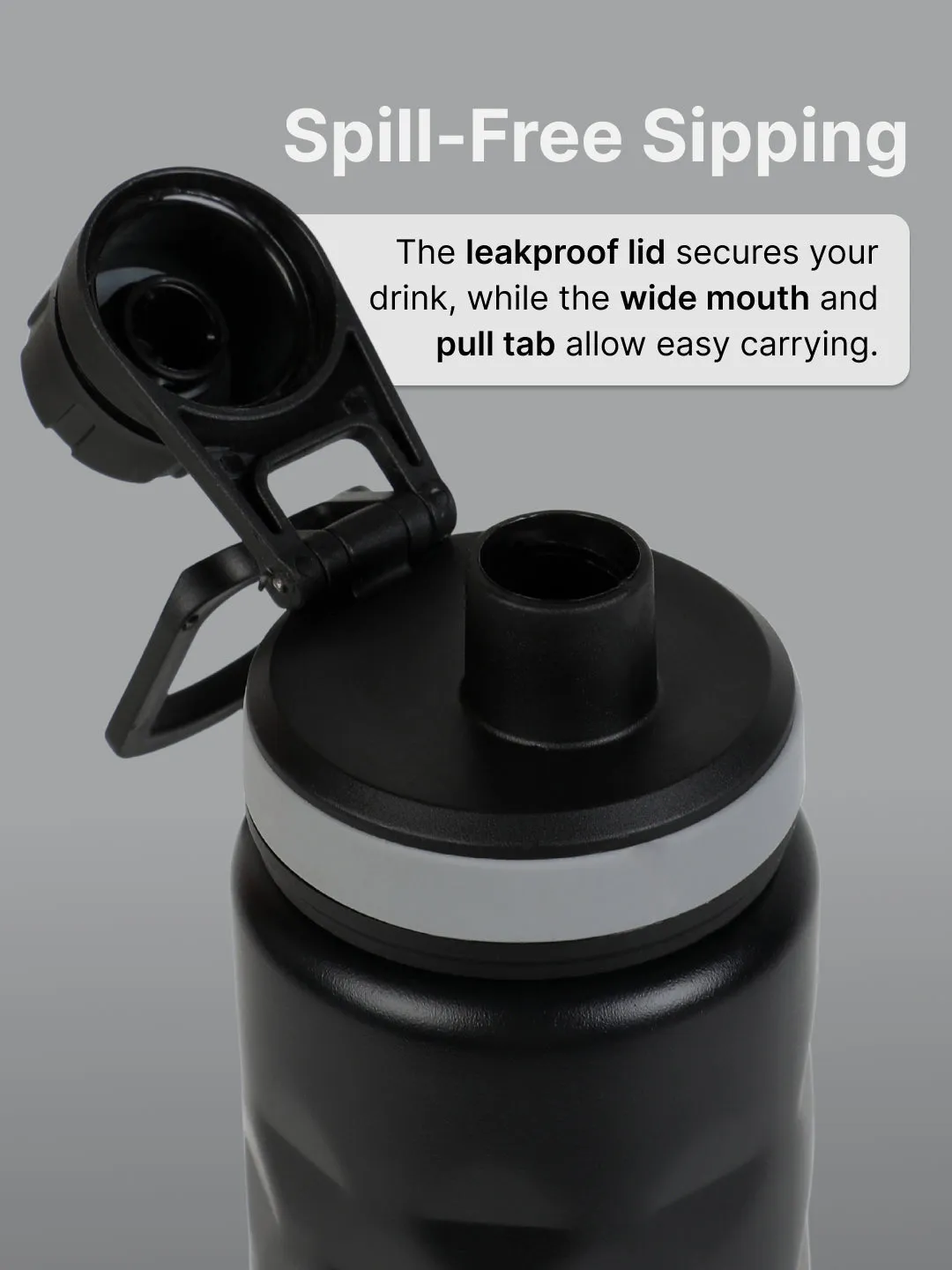 cult Steel Bottle 1Ltr Diamond Sports cap Black