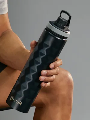 cult Steel Bottle 1Ltr Diamond Sports cap Black