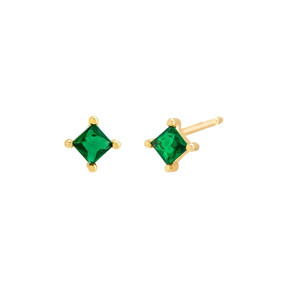CZ Princess Cut Stud Earring