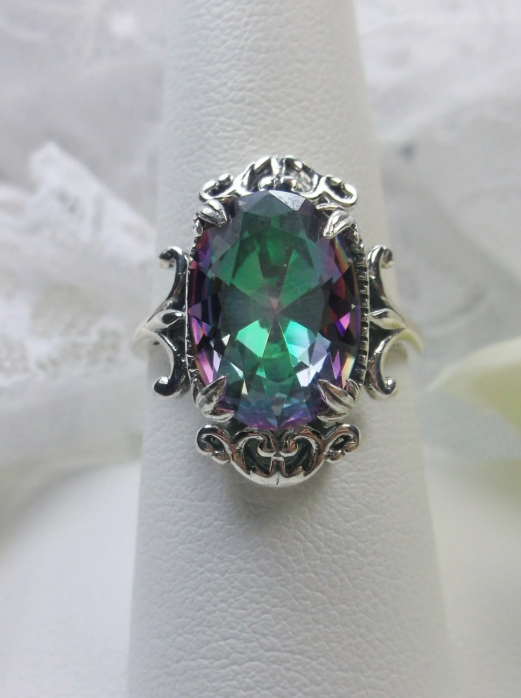 D84, Vampire Ring, Natural or Simulated Oval Gem, Gothic Vintage Style Jewelry, #D84