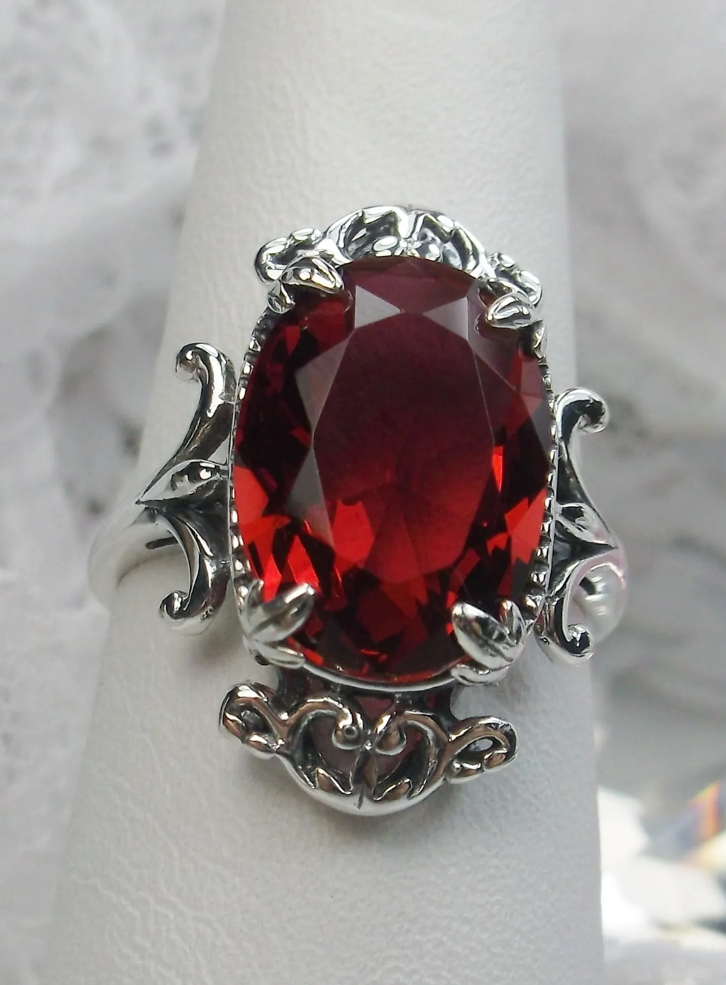 D84, Vampire Ring, Natural or Simulated Oval Gem, Gothic Vintage Style Jewelry, #D84