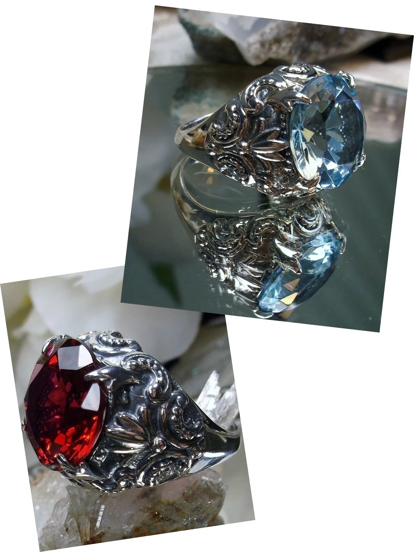 D96, Gothic Bling Ring | Choice of 12ct Gem Vintage Revival Jewelry D96