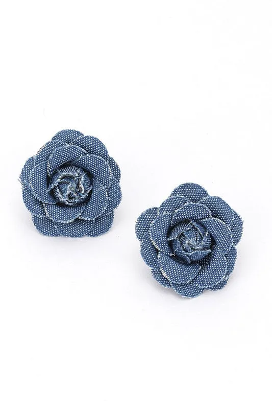 Denim Blossom Stud Earrings