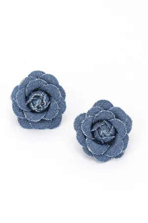 Denim Blossom Stud Earrings