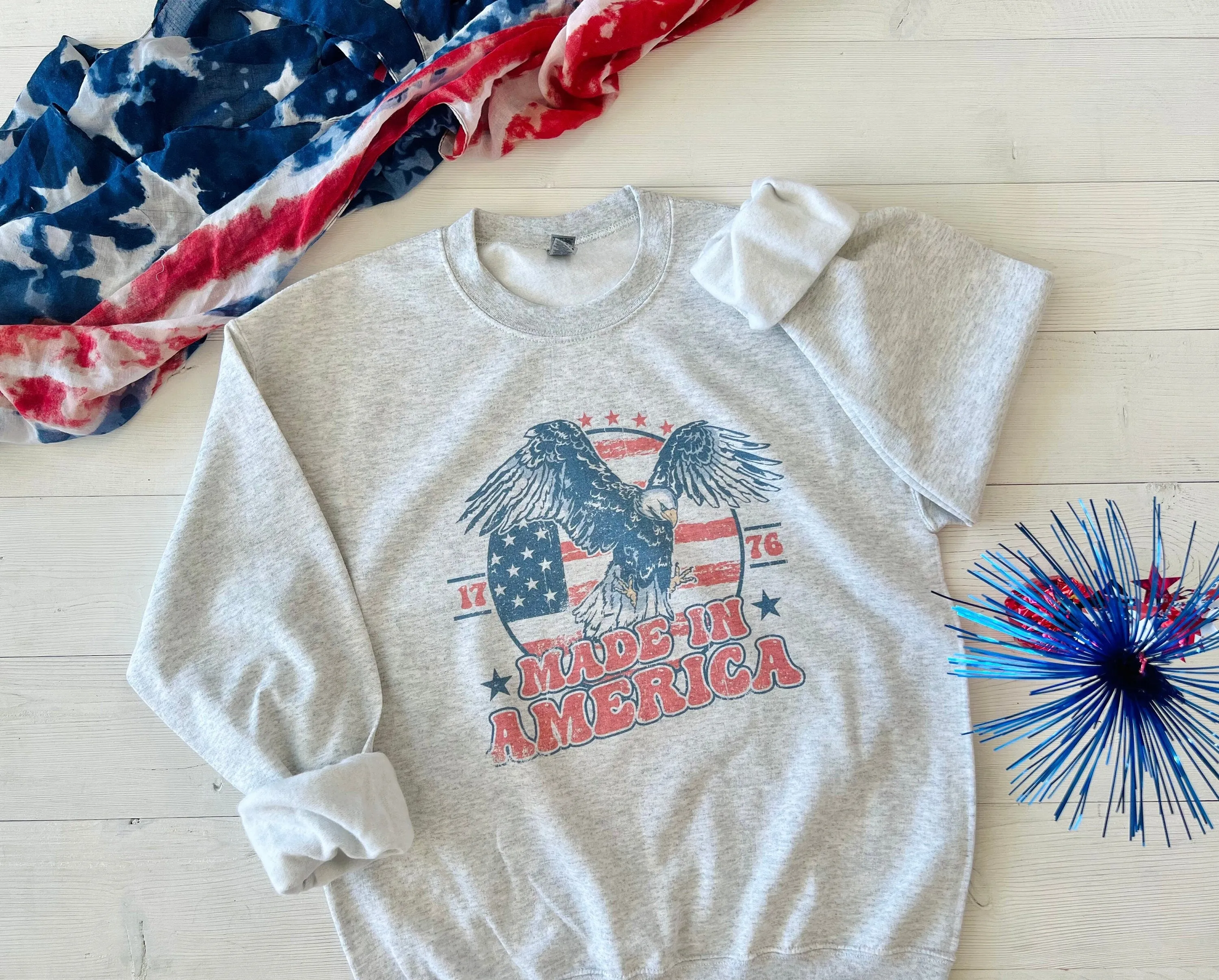 Distressed Made In America Independence Day Sweatshirt