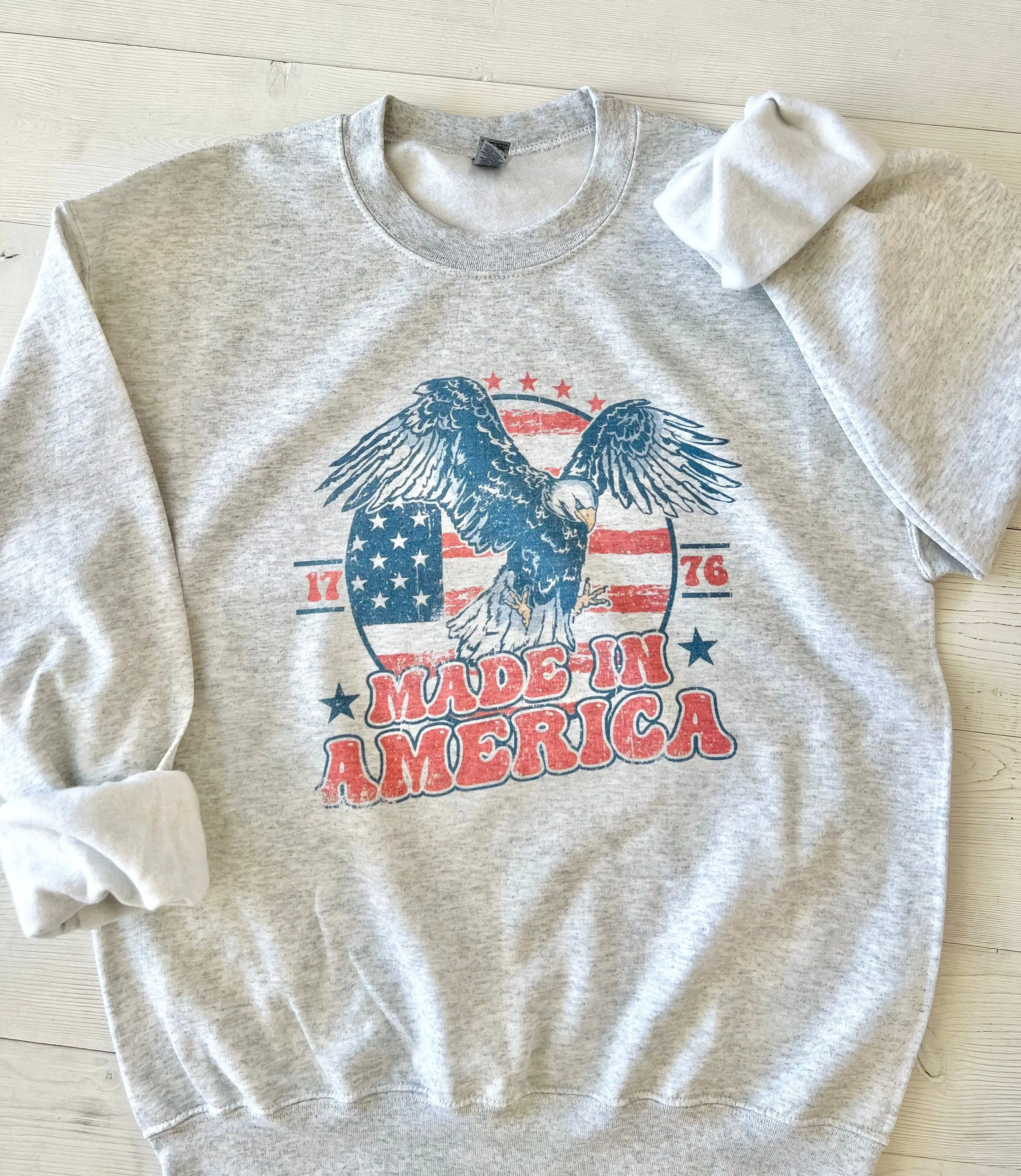 Distressed Made In America Independence Day Sweatshirt