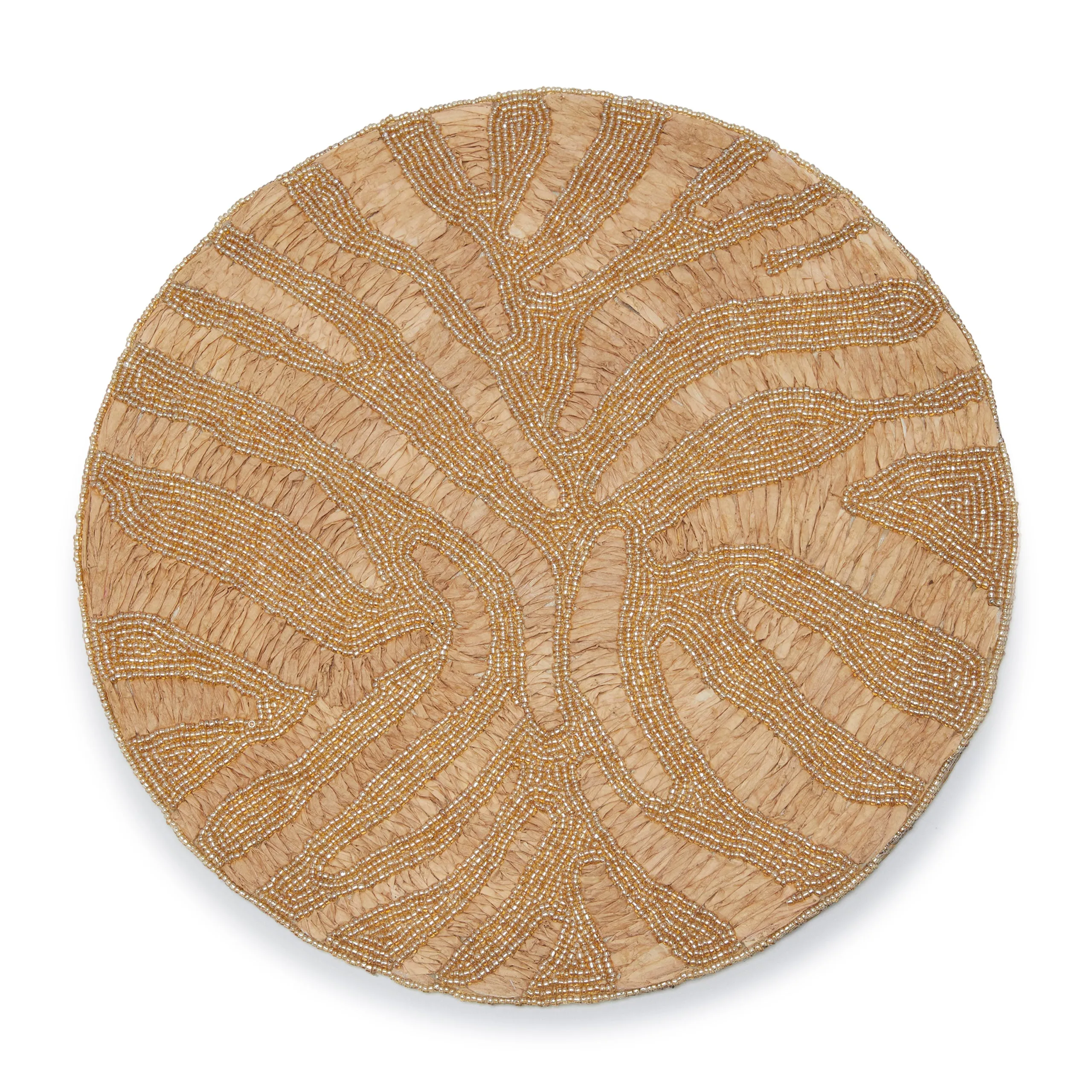 DWELL ABSTRACT BEADED PLACEMAT (36CM - GOLD/CREAM)