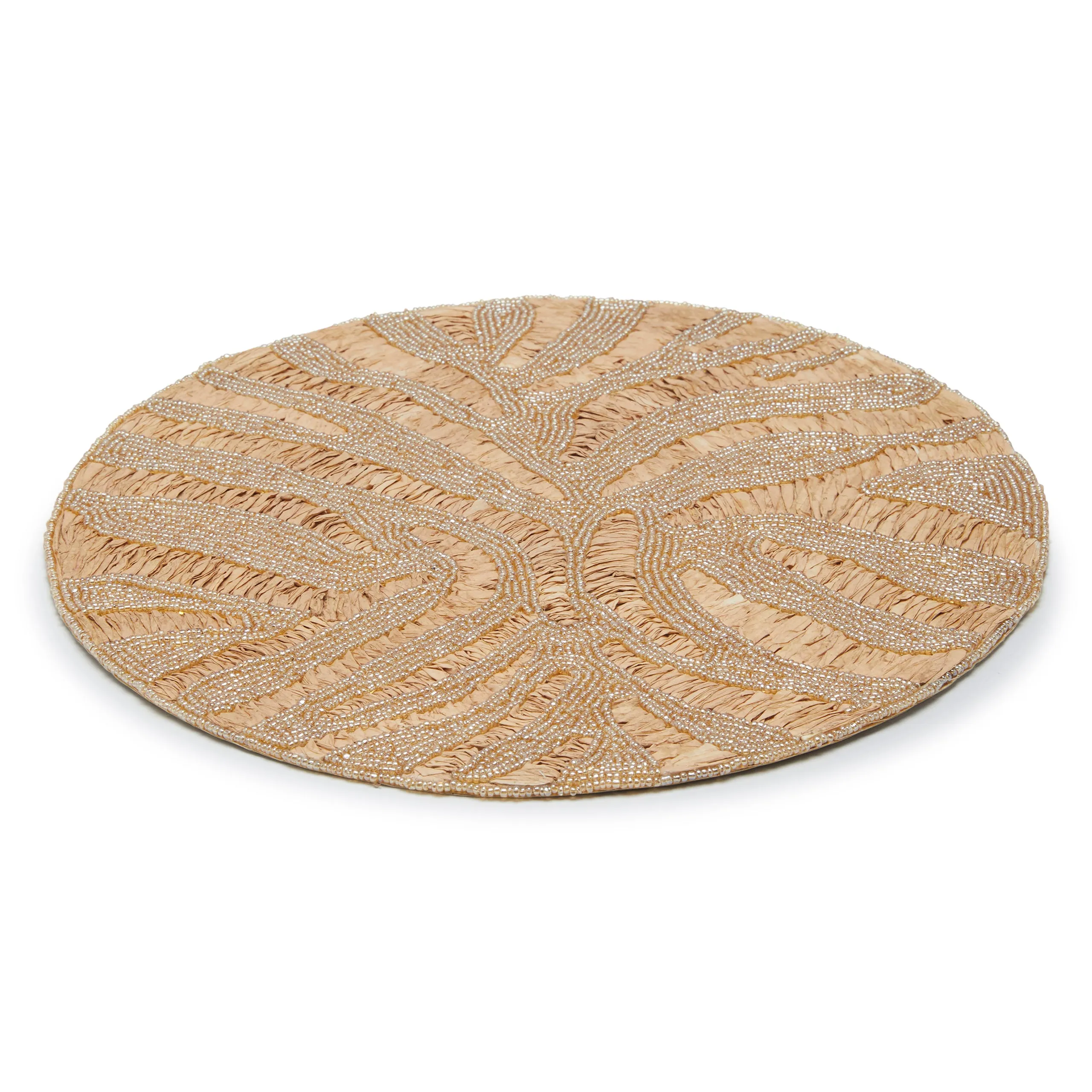 DWELL ABSTRACT BEADED PLACEMAT (36CM - GOLD/CREAM)