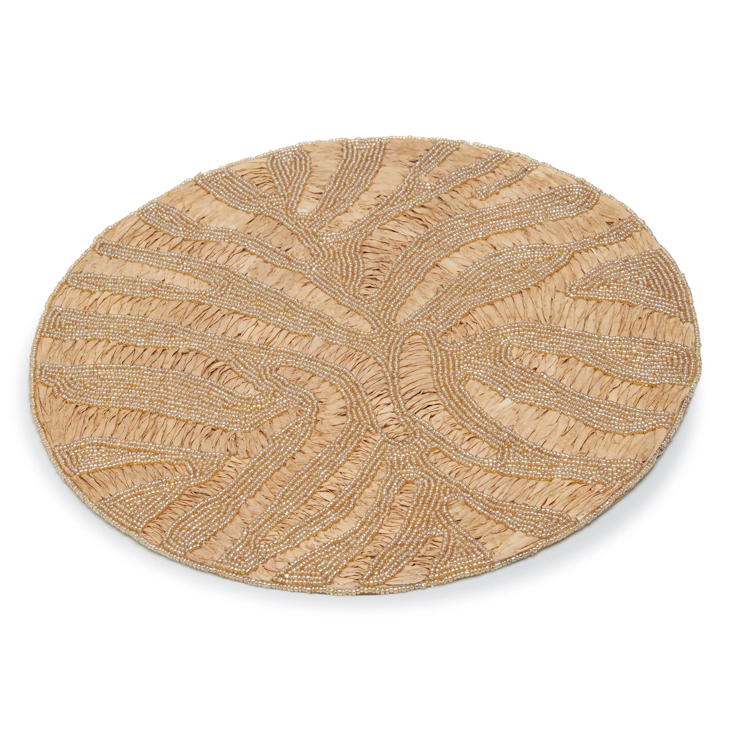 DWELL ABSTRACT BEADED PLACEMAT (36CM - GOLD/CREAM)