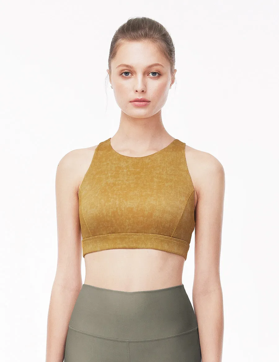 easyoga LA-VEDA Vintage Rib Bra - Y09 Mine Yellow