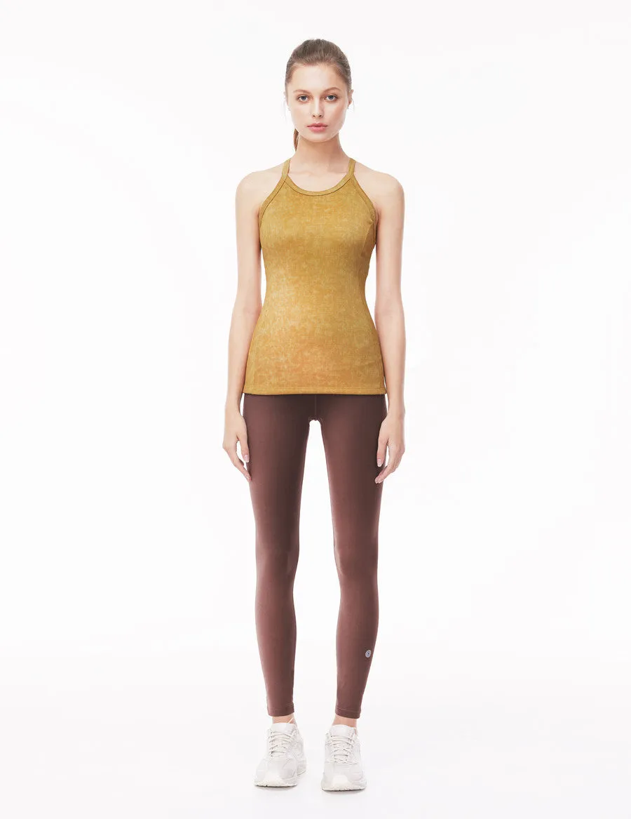easyoga LA-VEDA Vintage Rib Halterneck Tank - Y09 Mine Yellow