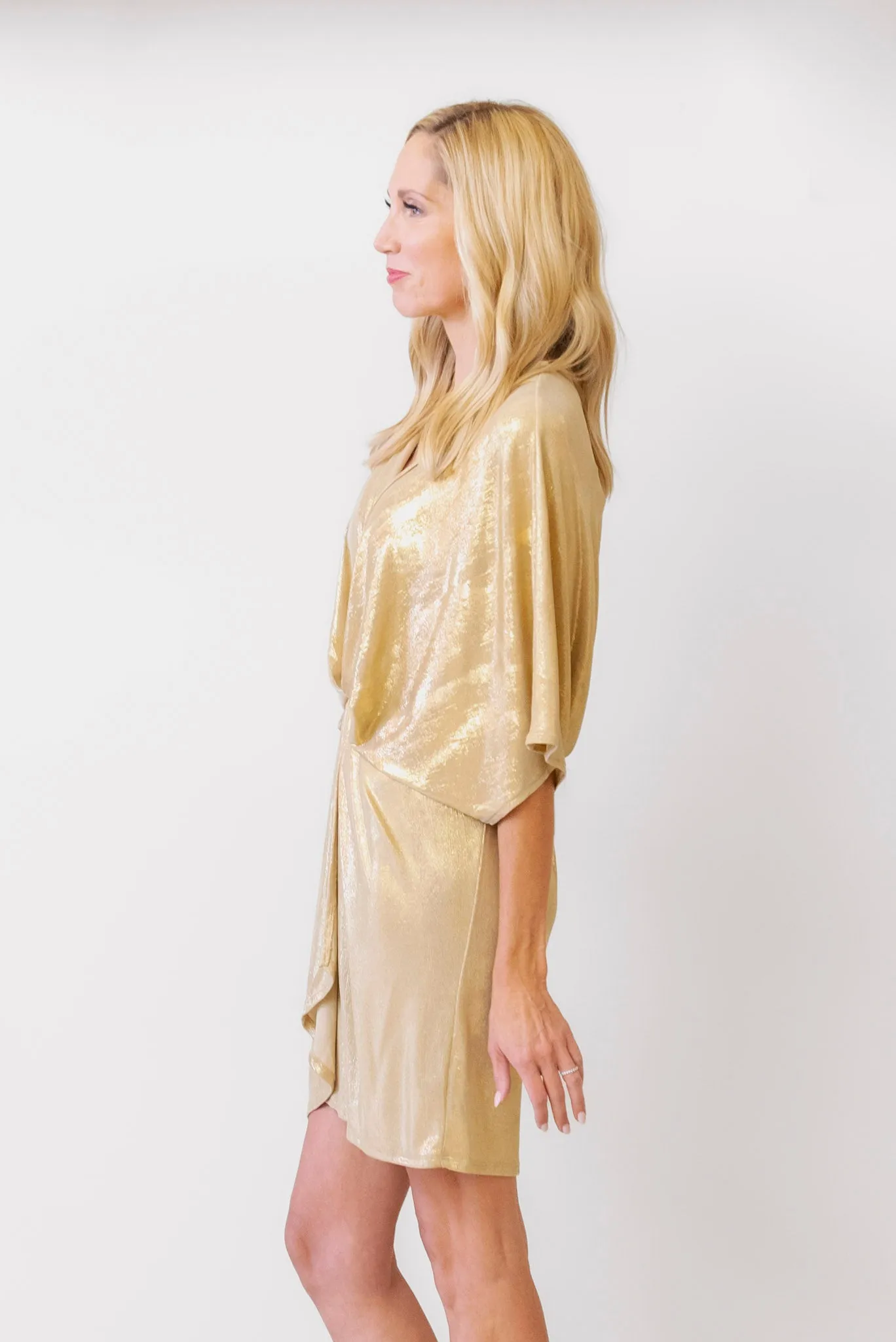 Elan Gold Dolman Sleeve Dress