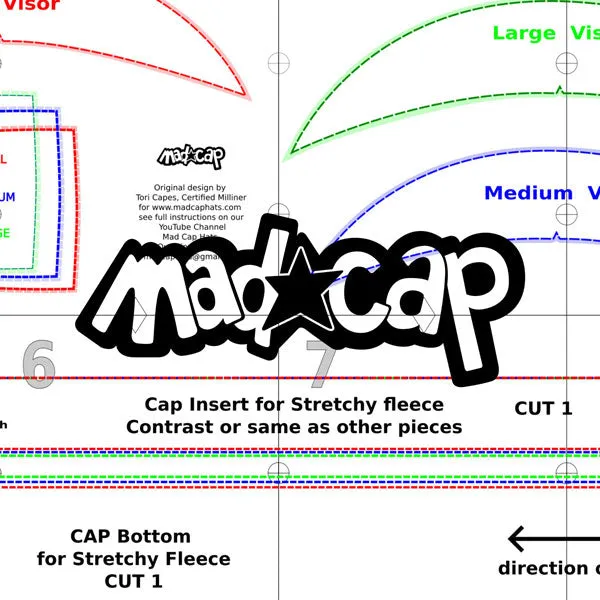 Fabulous scrap happy fashion cap, perfect for fall-winter, full pattern, in digital format , in 3 head sizes