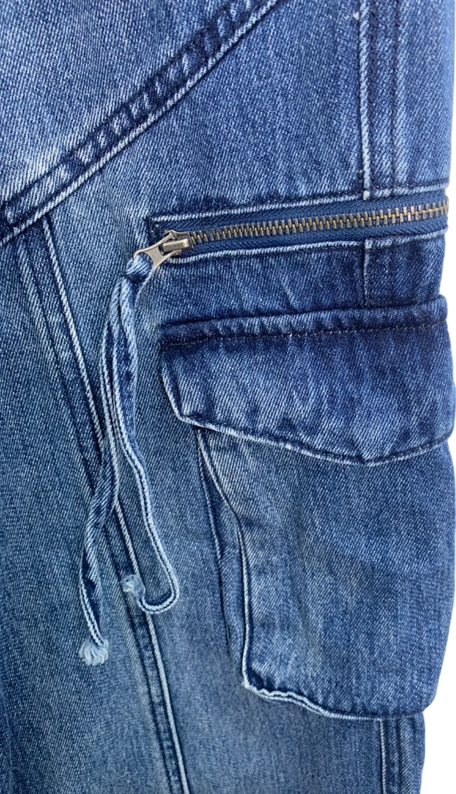 Fashion Nova Blue Cargo Jeans UK W24-25