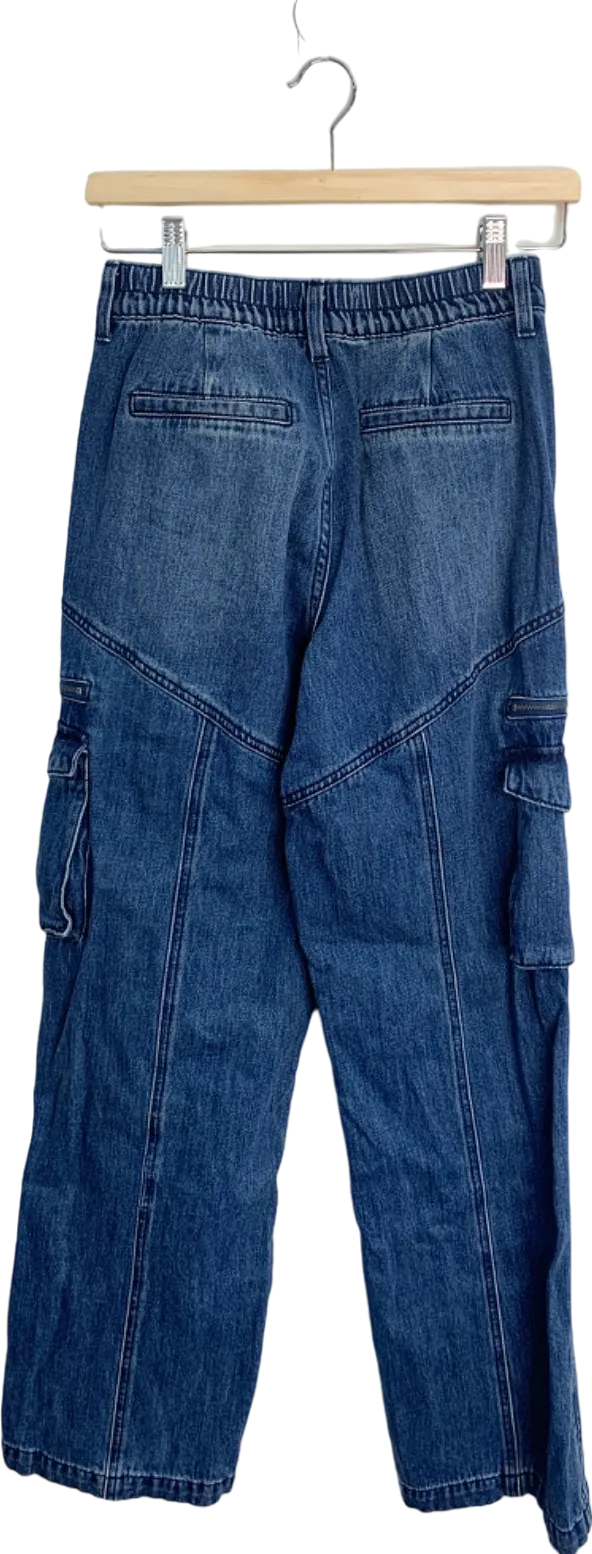 Fashion Nova Blue Cargo Jeans UK W24-25