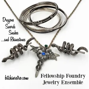 Fellowship Foundry Dragon Necklace With Snake Earrings Jewelry Ensemble