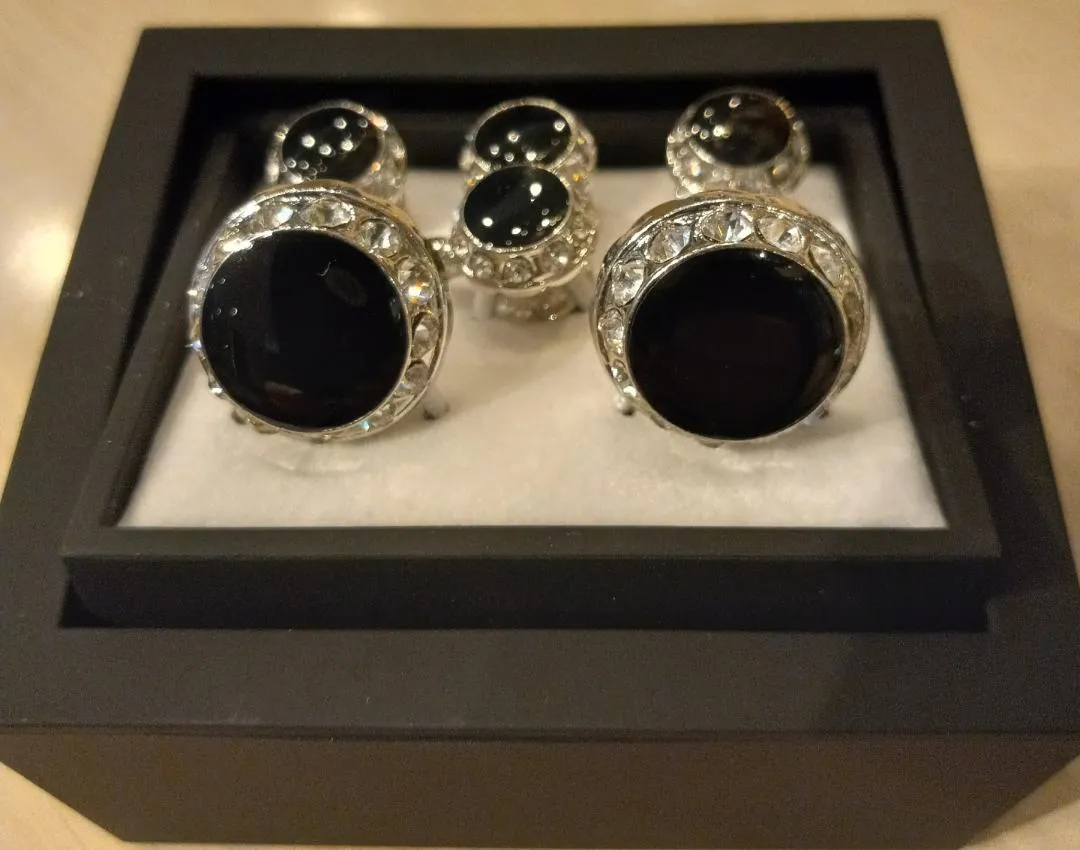 Fine Quality Tuxedo Set's, Cloisonne Centers, Par've Crystals, Red, Blue, Mother of Pearl & Black Onyx! REDEY TO GO!