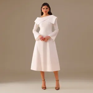 Folded Shoulder Midi Dress