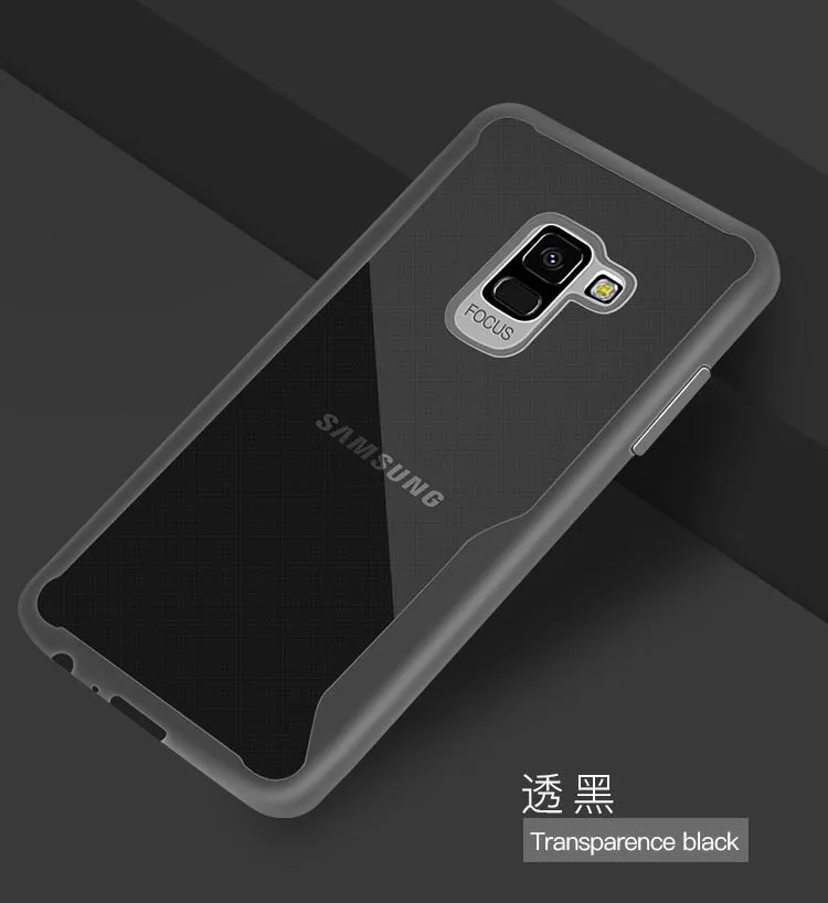 For Samsung A8 2018/A530 Ultra Slim Translucent Back Cover Non-slip Shockproof TPU Full Protective Case  Transparent Blue