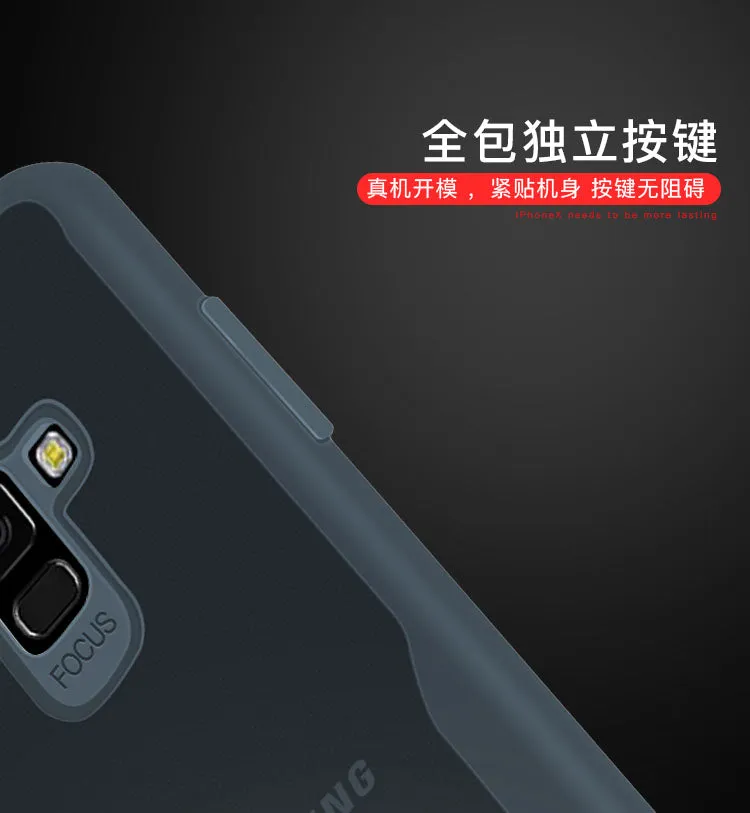 For Samsung A8 2018/A530 Ultra Slim Translucent Back Cover Non-slip Shockproof TPU Full Protective Case  Transparent Blue