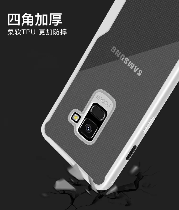 For Samsung A8 2018/A530 Ultra Slim Translucent Back Cover Non-slip Shockproof TPU Full Protective Case  Transparent Blue