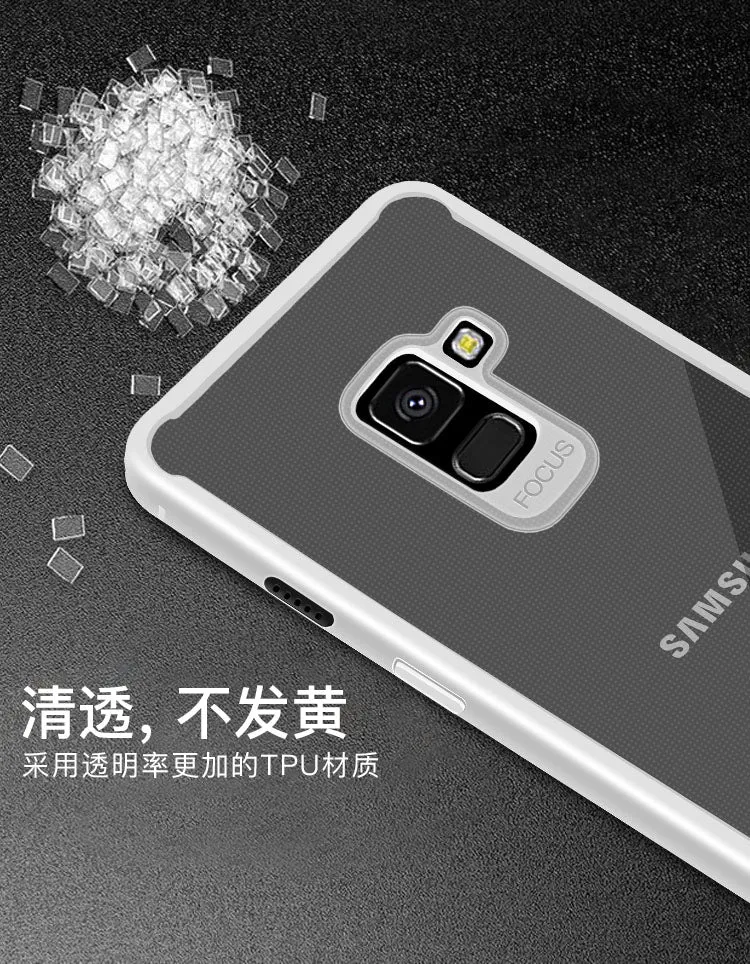 For Samsung A8 2018/A530 Ultra Slim Translucent Back Cover Non-slip Shockproof TPU Full Protective Case  Transparent Blue
