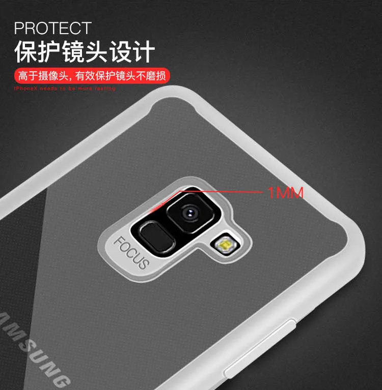 For Samsung A8 2018/A530 Ultra Slim Translucent Back Cover Non-slip Shockproof TPU Full Protective Case  Transparent Blue