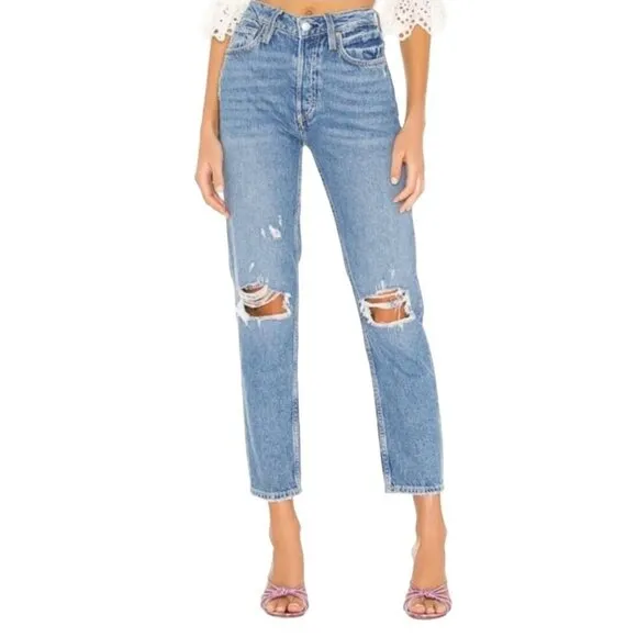 Free People We The Free Fast Times Mom Jeans-Blue Size 30