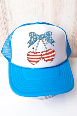 Freedom Cherries Otto Neon Blue with White Foam Front Trucker Hat