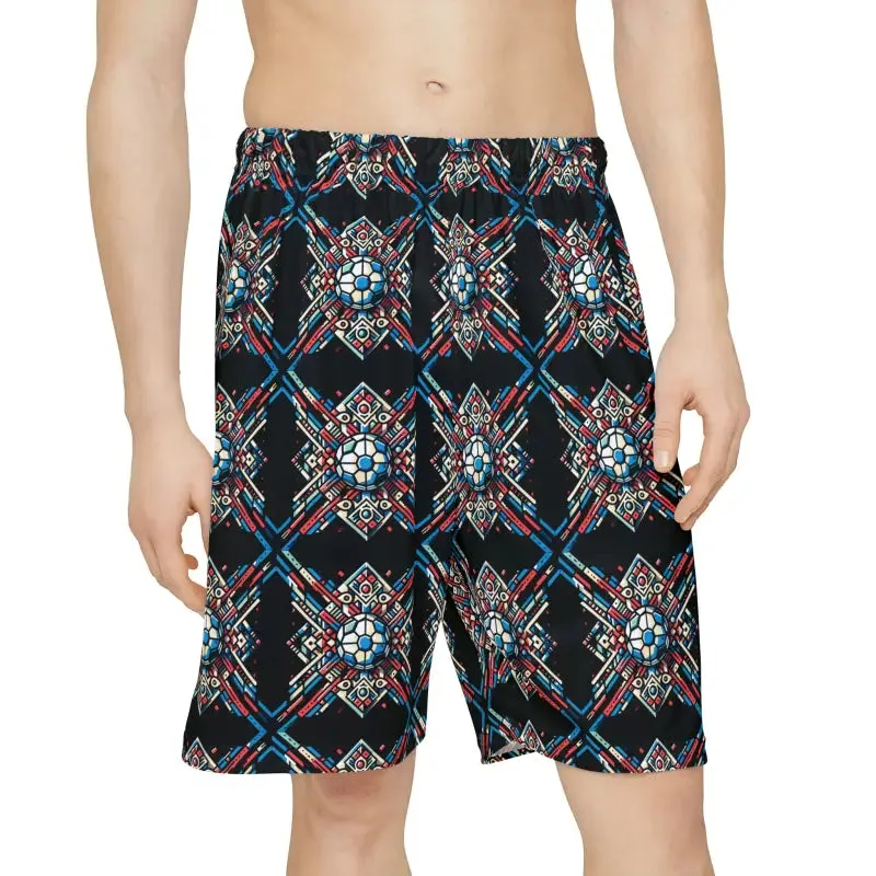 Geometric Pattern Mens Sports Shorts for Bold Moves