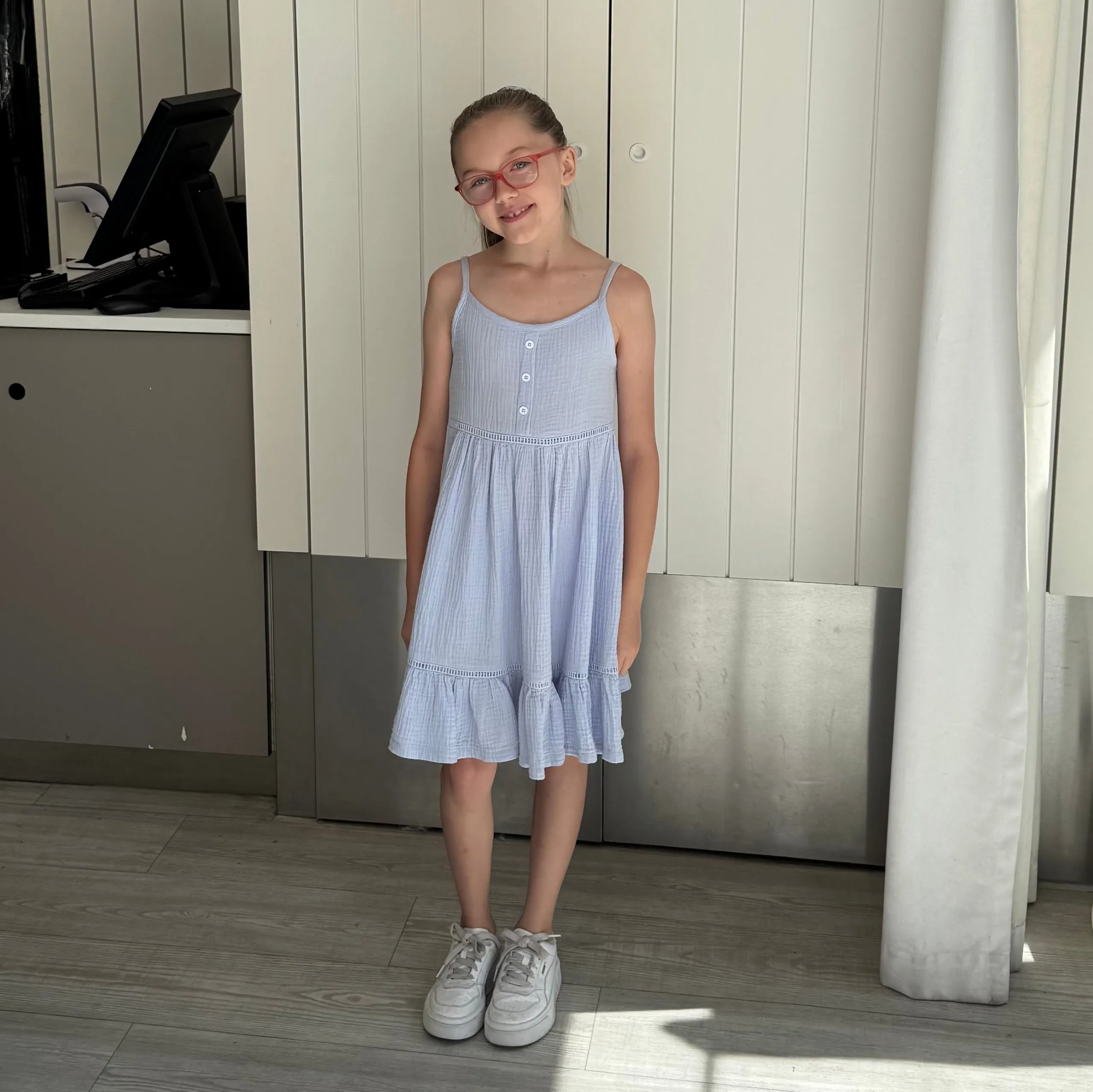 Girls Blue Cotton Dress
