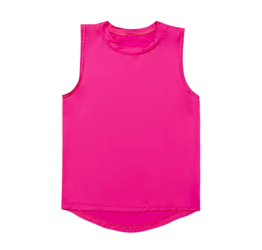 Girls High Low Tank - Neon Pink