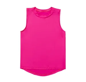 Girls High Low Tank - Neon Pink