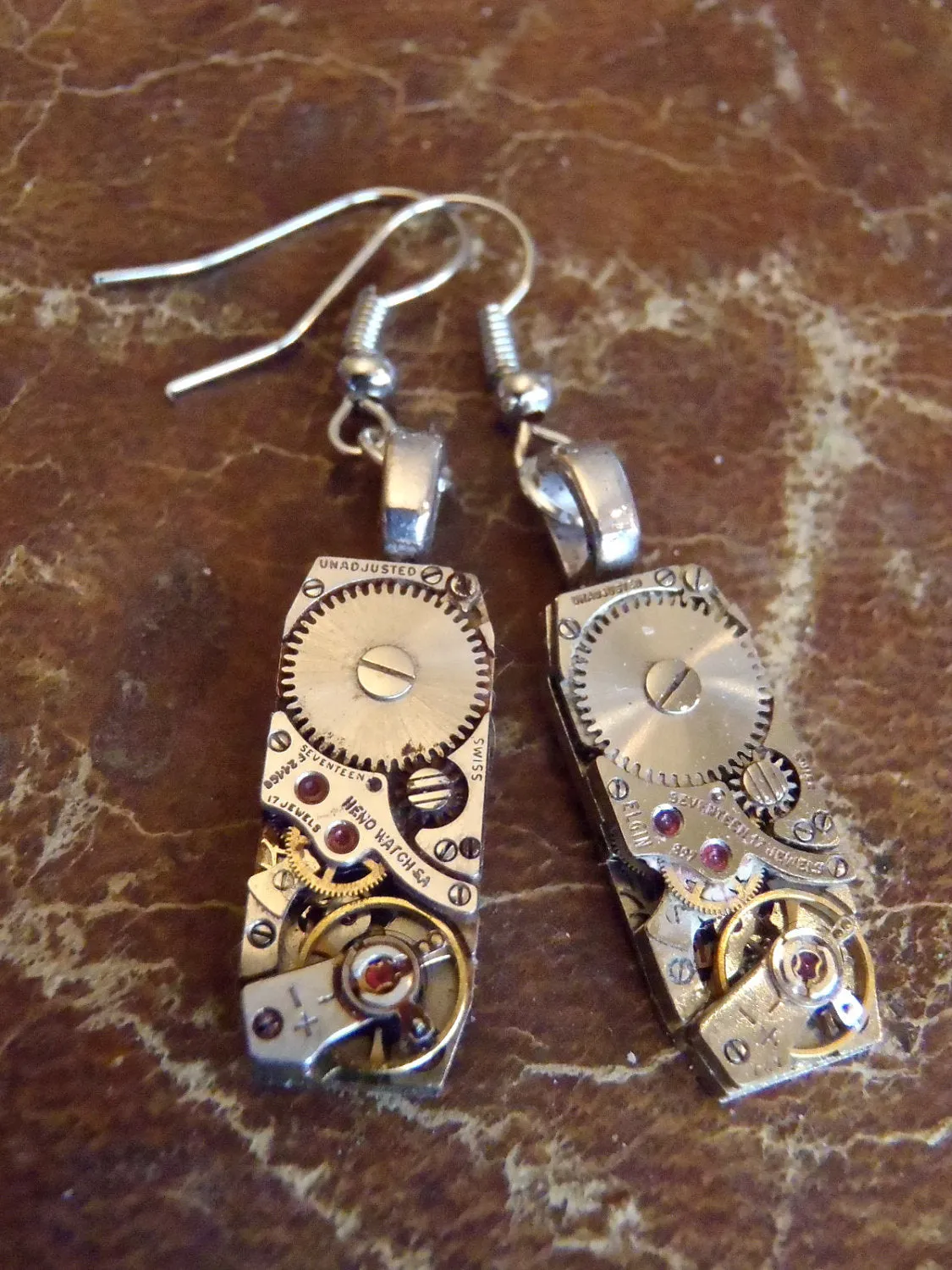 Gleam  III- Steampunk Earrings - Repurposed art