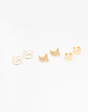 Gold Flower & Lace Ear Cuffs 6-Pack